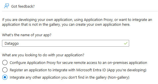 Azure new Application information