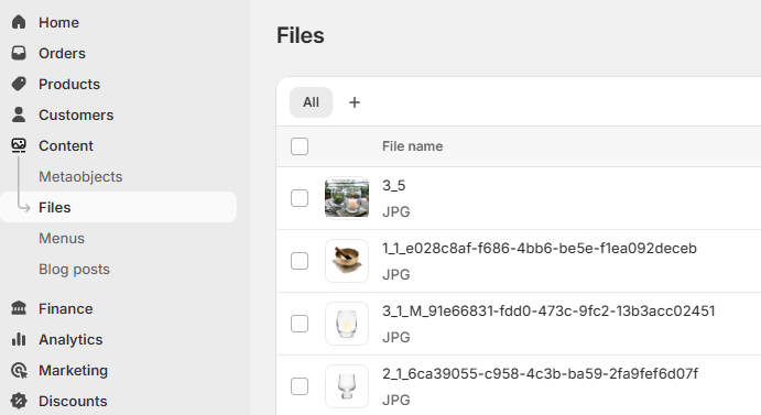 Shopify - Content - Files